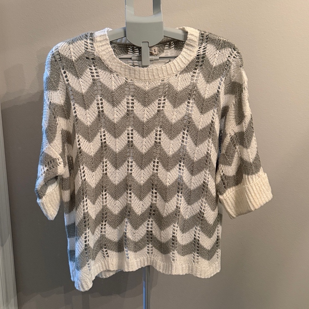 POL Open Knit Striped Oversized Sweater